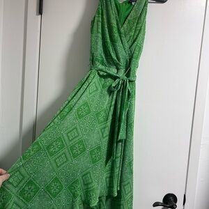 Tommy Hilfiger Bright Green Sleeveless Wrap Maxi Dress